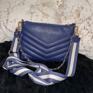Blue Quilted Crossbody
